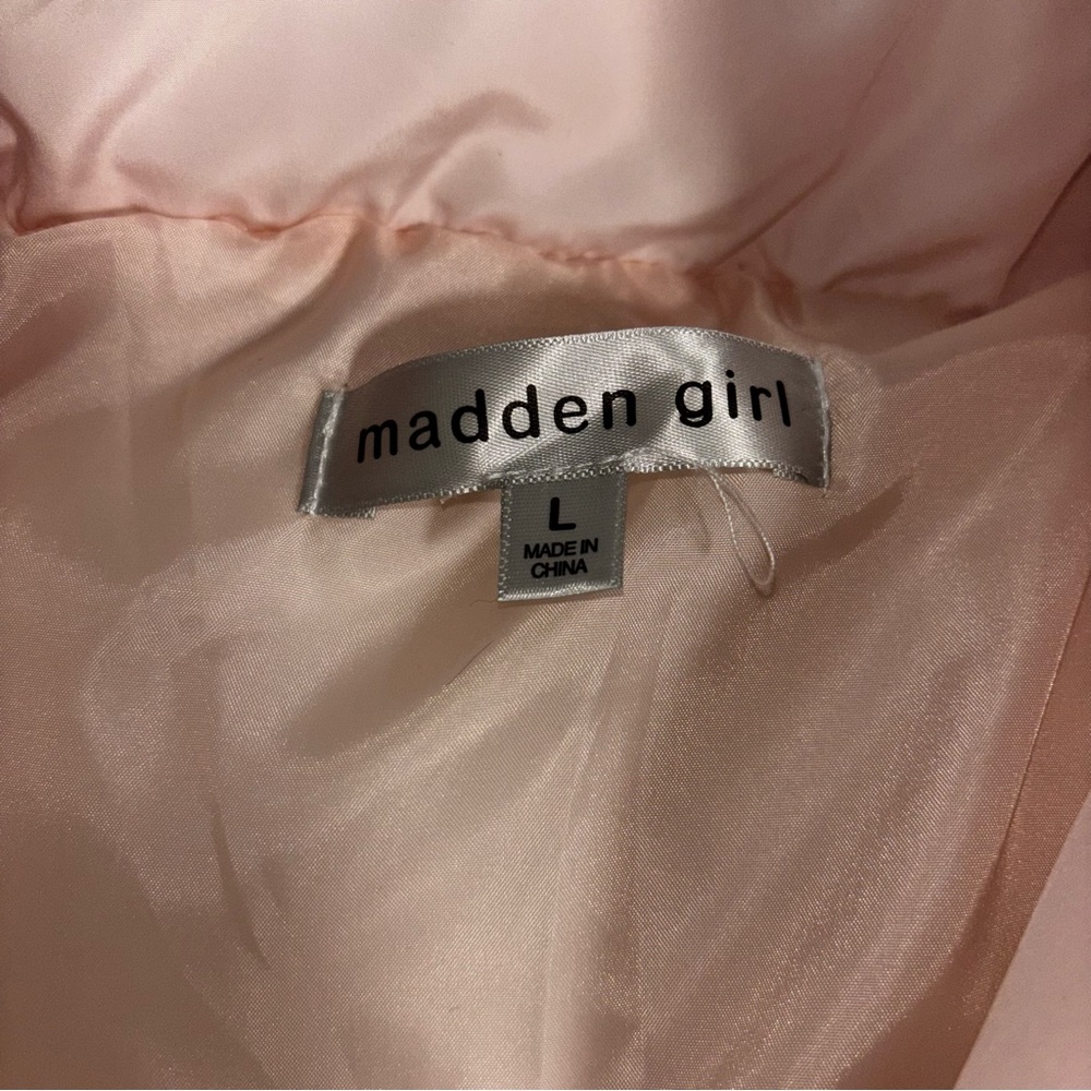 Madden Girl Pink Puffer w/ Bows on Sleeves - Picture 3 of 4